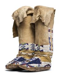Central Plains Beaded Hide Moccasins and Leggings