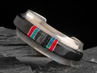 Inlaid Sterling Silver Cuff Bracelet