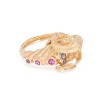 LALAOUNIS, YELLOW GOLD AND RUBY RAM'S HEAD RING