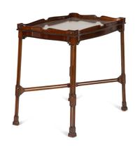 A Regency Style Mahogany Silver Table with X-Form Stretcher