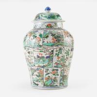 An impressive large Chinese famille verte-decorated jar and cover 五彩大盖罐 Kangxi period ? ??