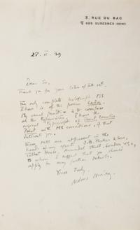 HUXLEY, ALDOUS. Autographed letter signed.