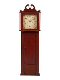 A Federal Red-Stained Pine Half-Clock