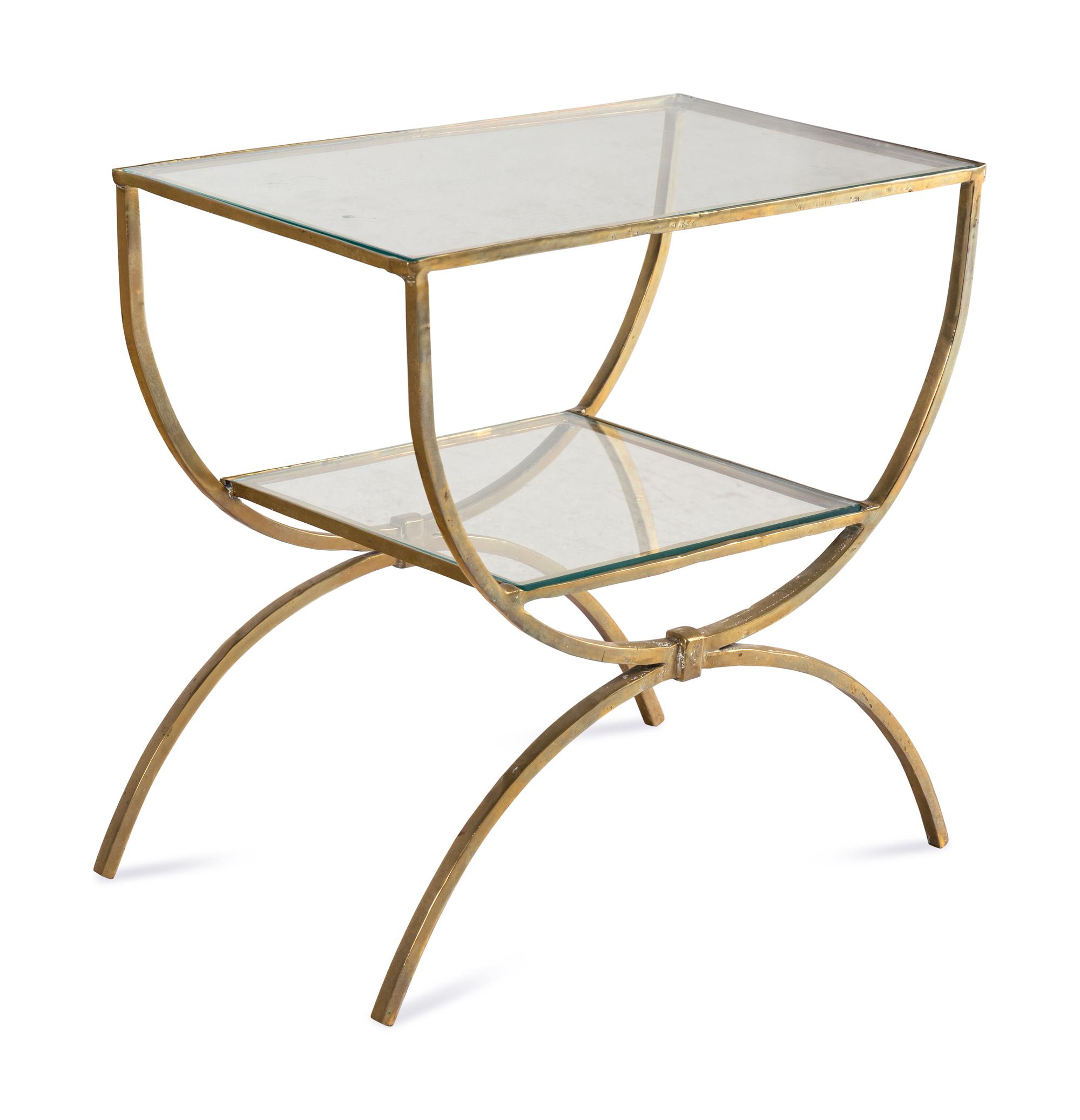 A Brass and Glass-Top End Table