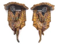 A Pair of Venetian Giltwood Wall Brackets Height overall 15 inches. — 19TH CENTURY
