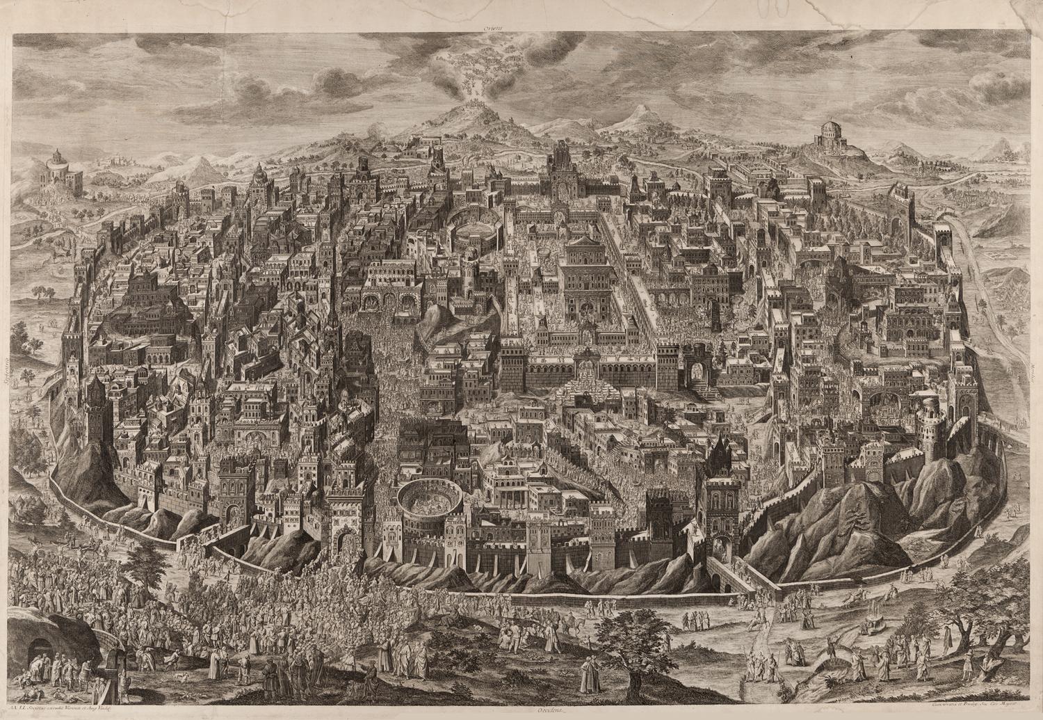 [MAPS & ATLASES]. VINDEL, August. [ View of Jerusalem from the West, with scenes from the Passion of Christ. ] Vienna, ca 1750.