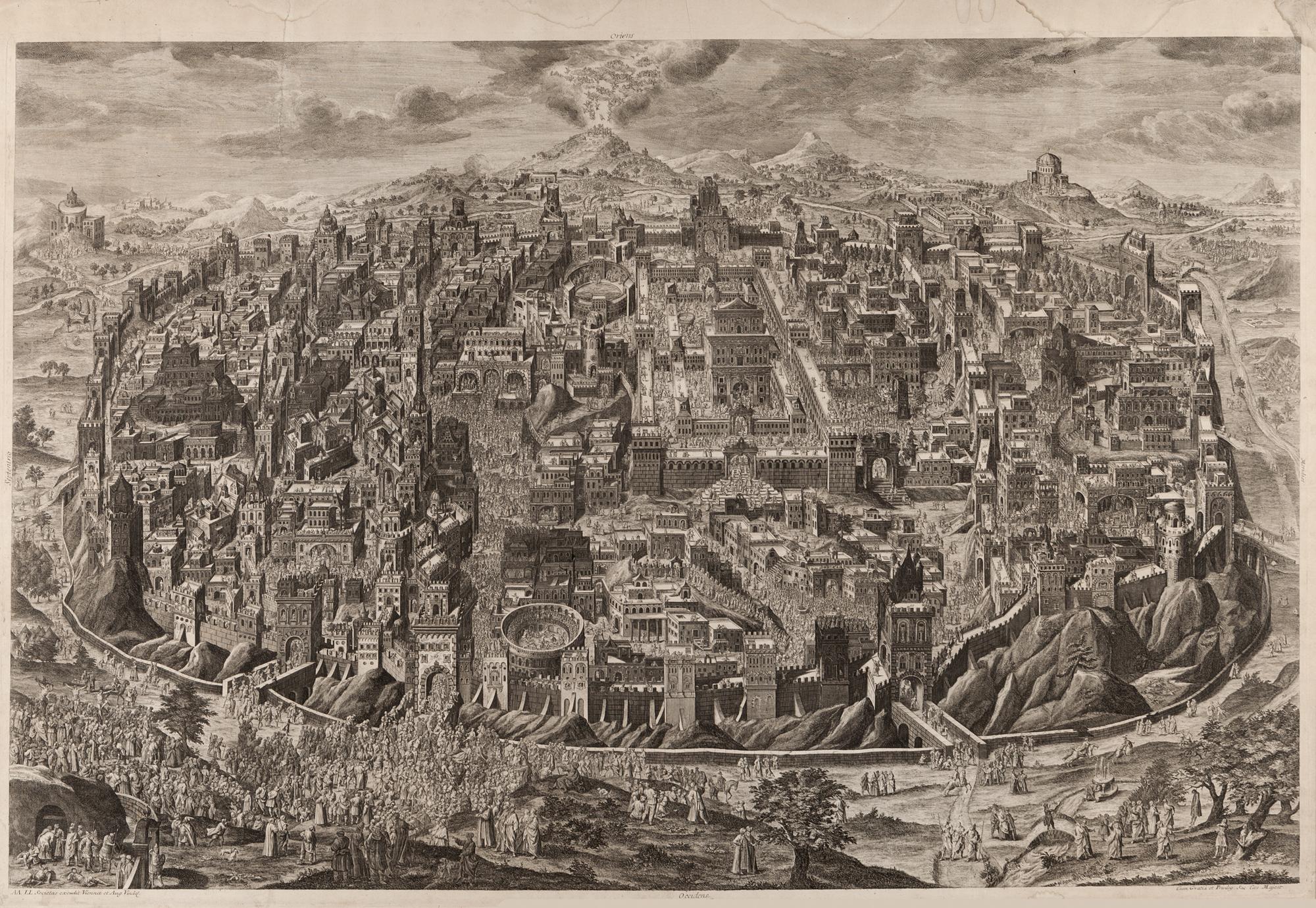[MAPS & ATLASES]. VINDEL, August. [ View of Jerusalem from the West, with scenes from the Passion of Christ. ] Vienna, ca 1750.