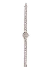 A 14 Karat White Gold and Diamond Surprise Wristwatch, Tessco,