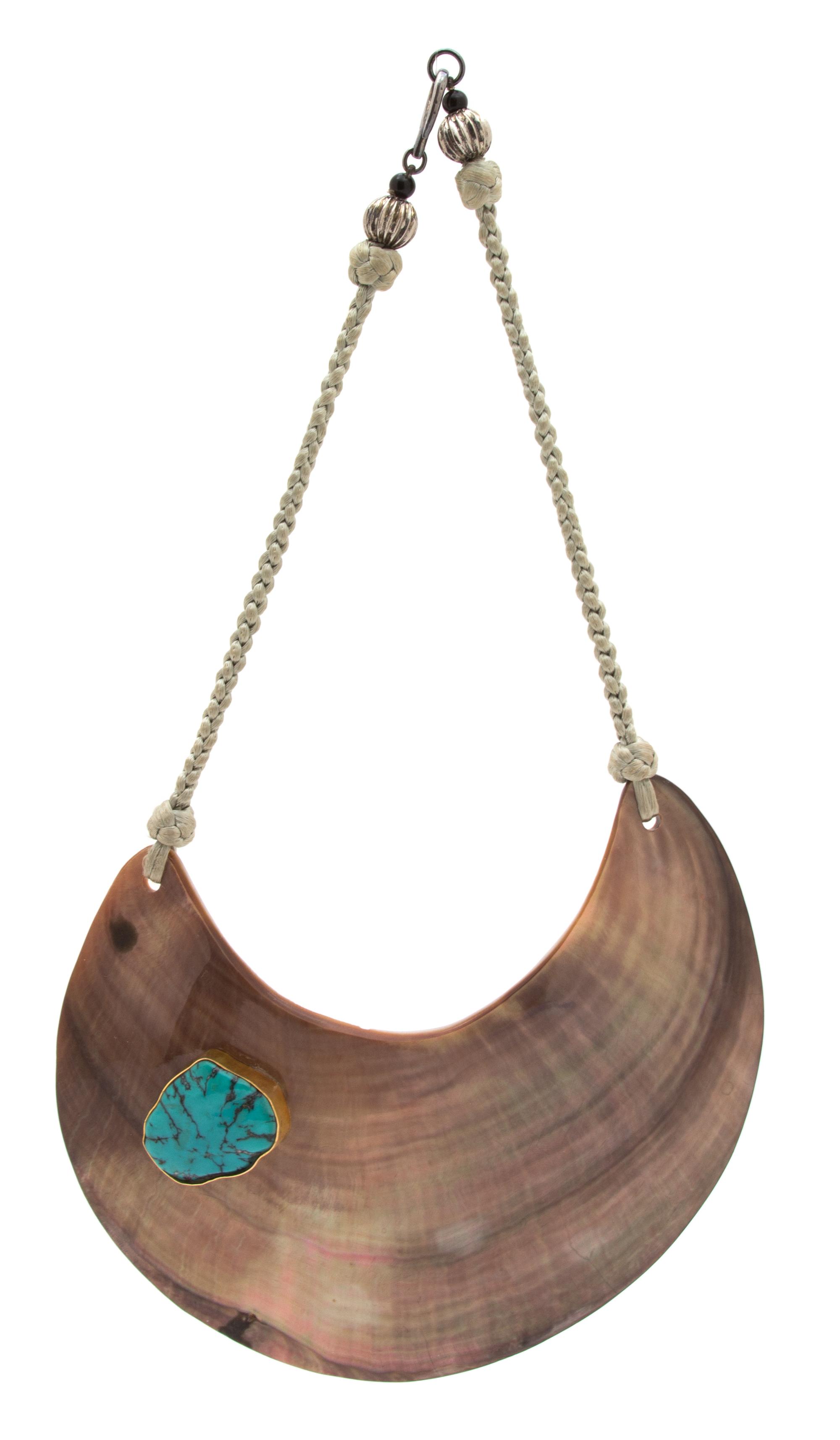 A Kai-Yin Lo Abolone and Turquoise Collar Necklace, 14".