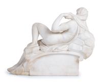 A Pair of Carved Alabaster Figures of Dusk and Dawn , After Michelangelo from The Tomb of Lorenzo de Medici