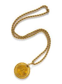 YELLOW GOLD NECKLACE WITH COIN PENDANT