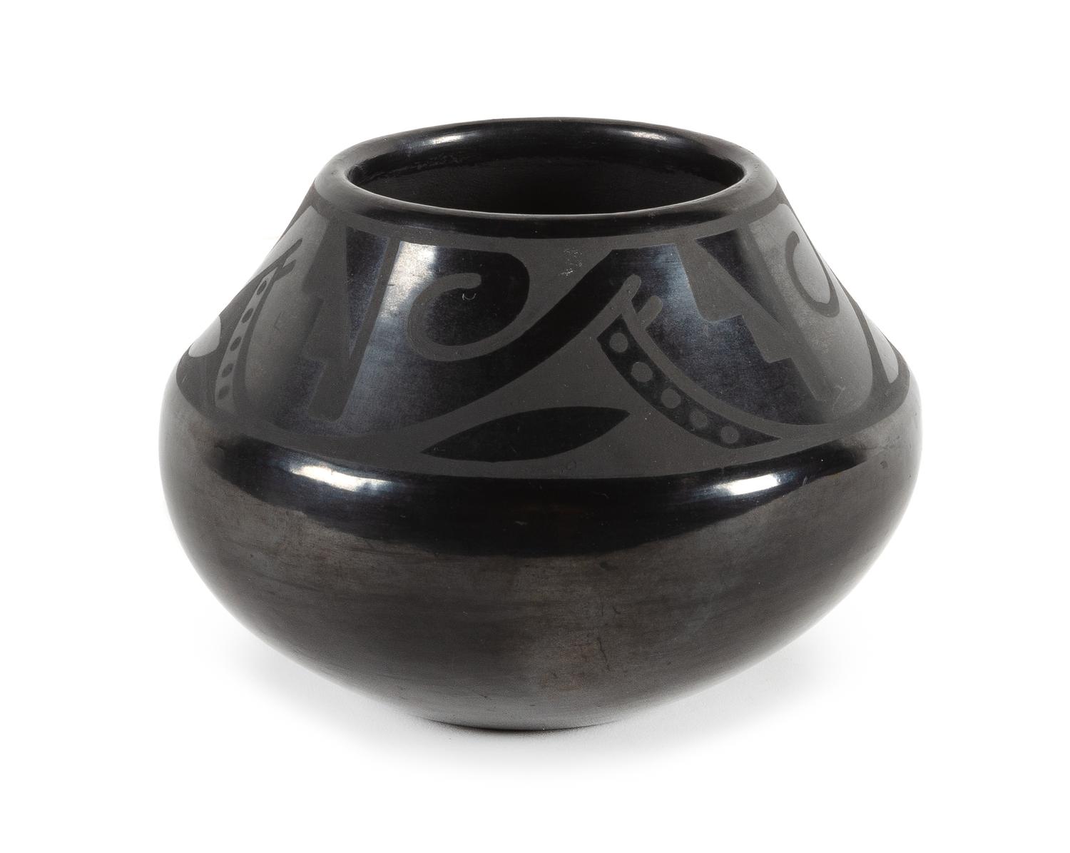 Maria Martinez and Popovi Da Height 4 1/2 x diameter 5 1/2 inches — (San Illfefonso, 1887-1980, 1922-1971)