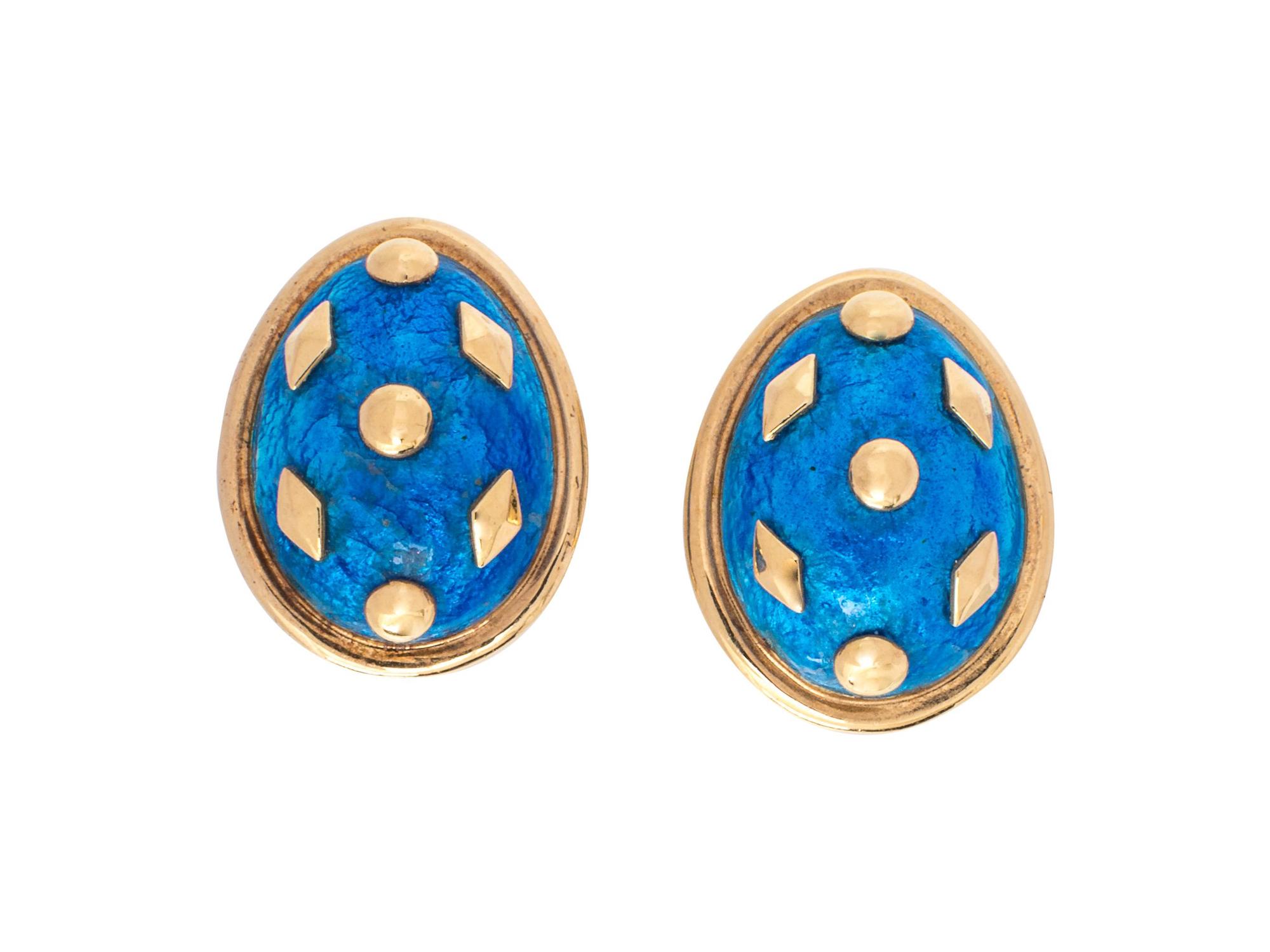 Tiffany & Co., Schlumberger, Blue Enamel Earclips