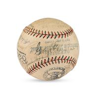 A 1930 World Series Champions Philadelphia Athletics Team Signed Autograph Baseball Featuring Al Simmons, Lefty Grove, Jimmie Foxx and Eddie Collins (Beckett Authentication Services Letter of Authenticity)