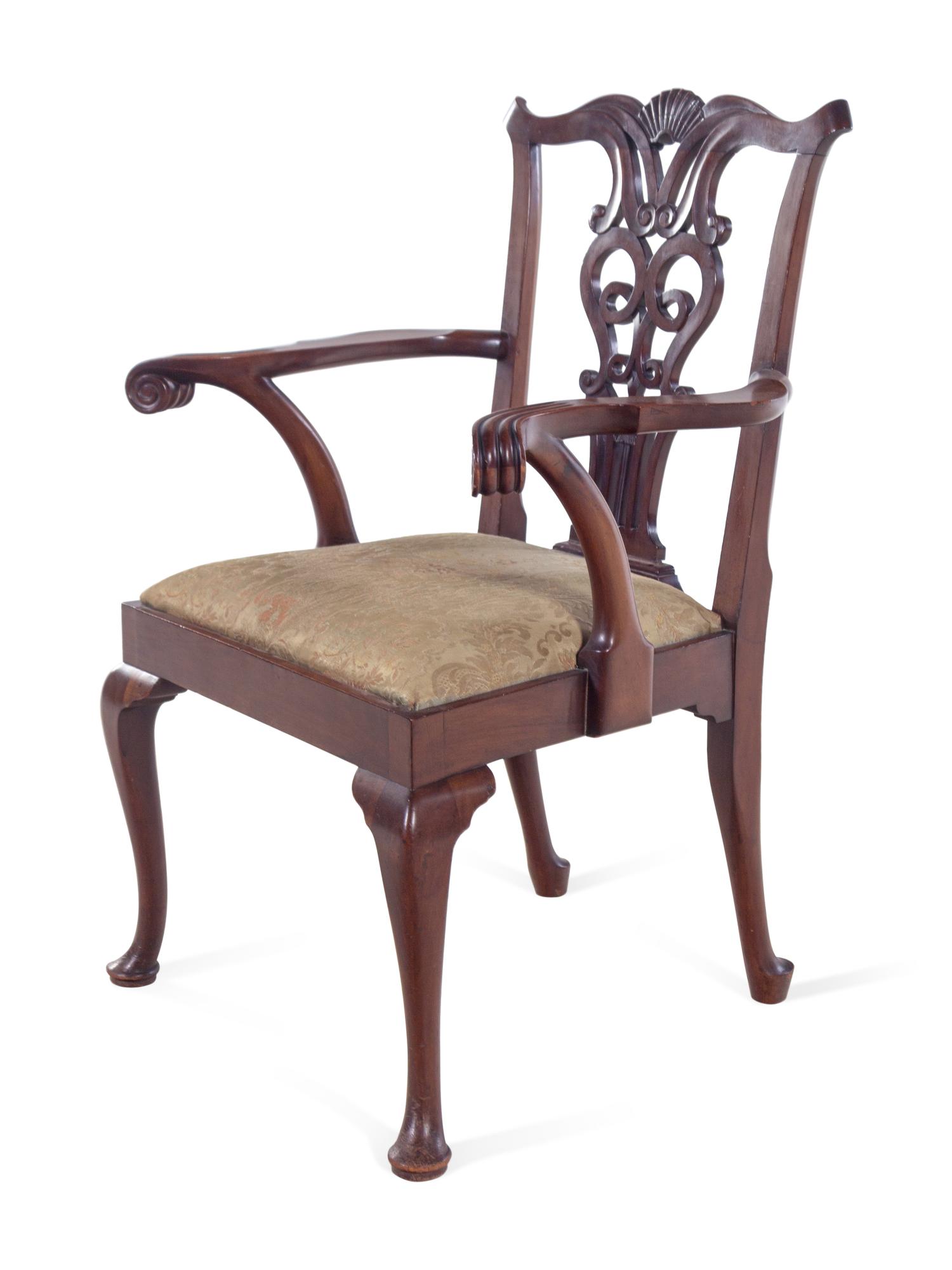 A Chippendale Style Shell-Carved Mahogany Armchair