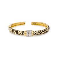 DIAMOND, ENAMEL, AND YELLOW GOLD LEOPARD PRINT CUFF BRACELET