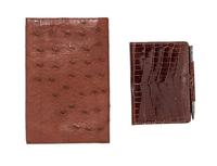 A Gucci Brown Ostrich Bill Fold, 6" x 4", 3.75" x 2.75".