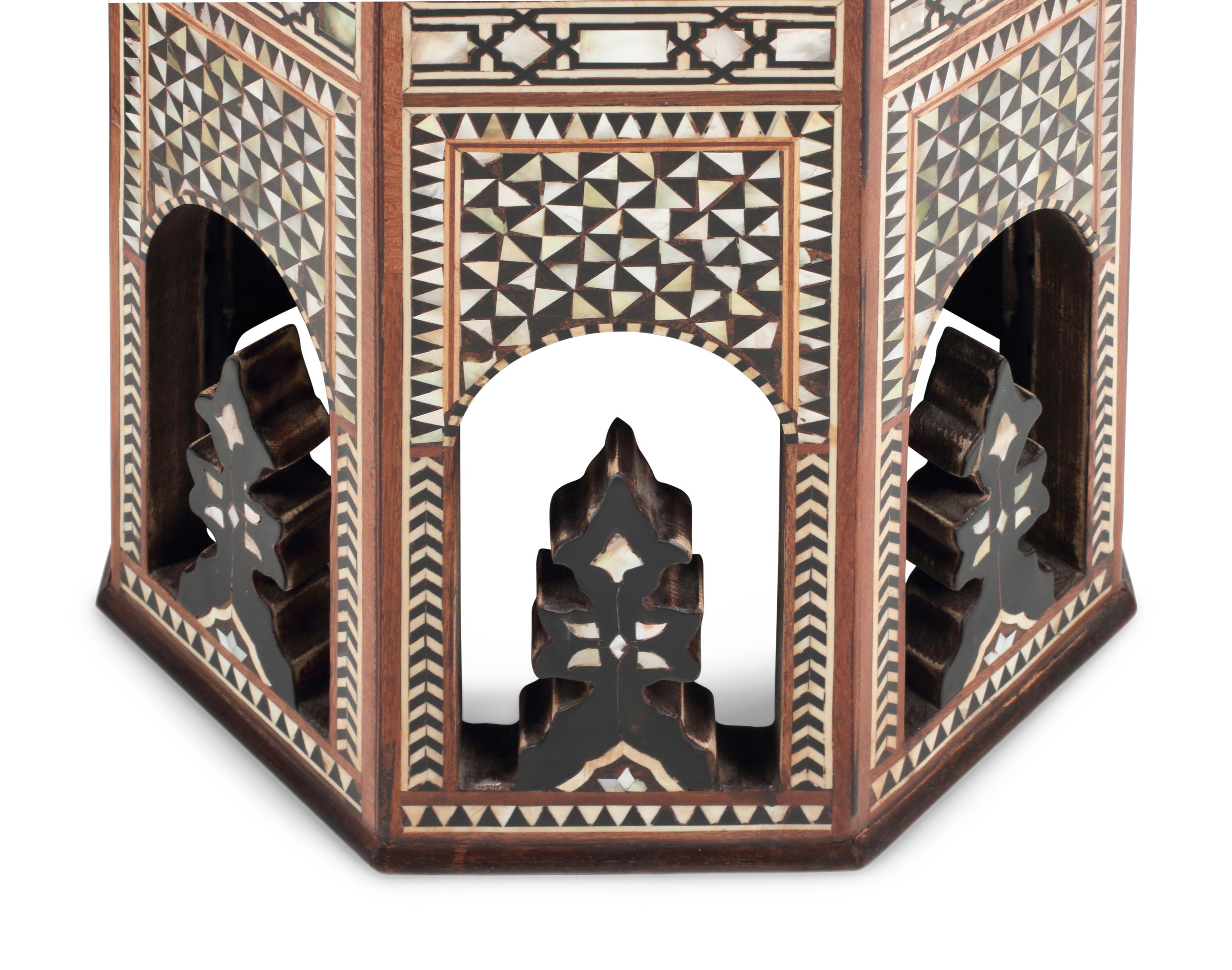 A Pair of Moorish Style Marquetry Octagonal Tables