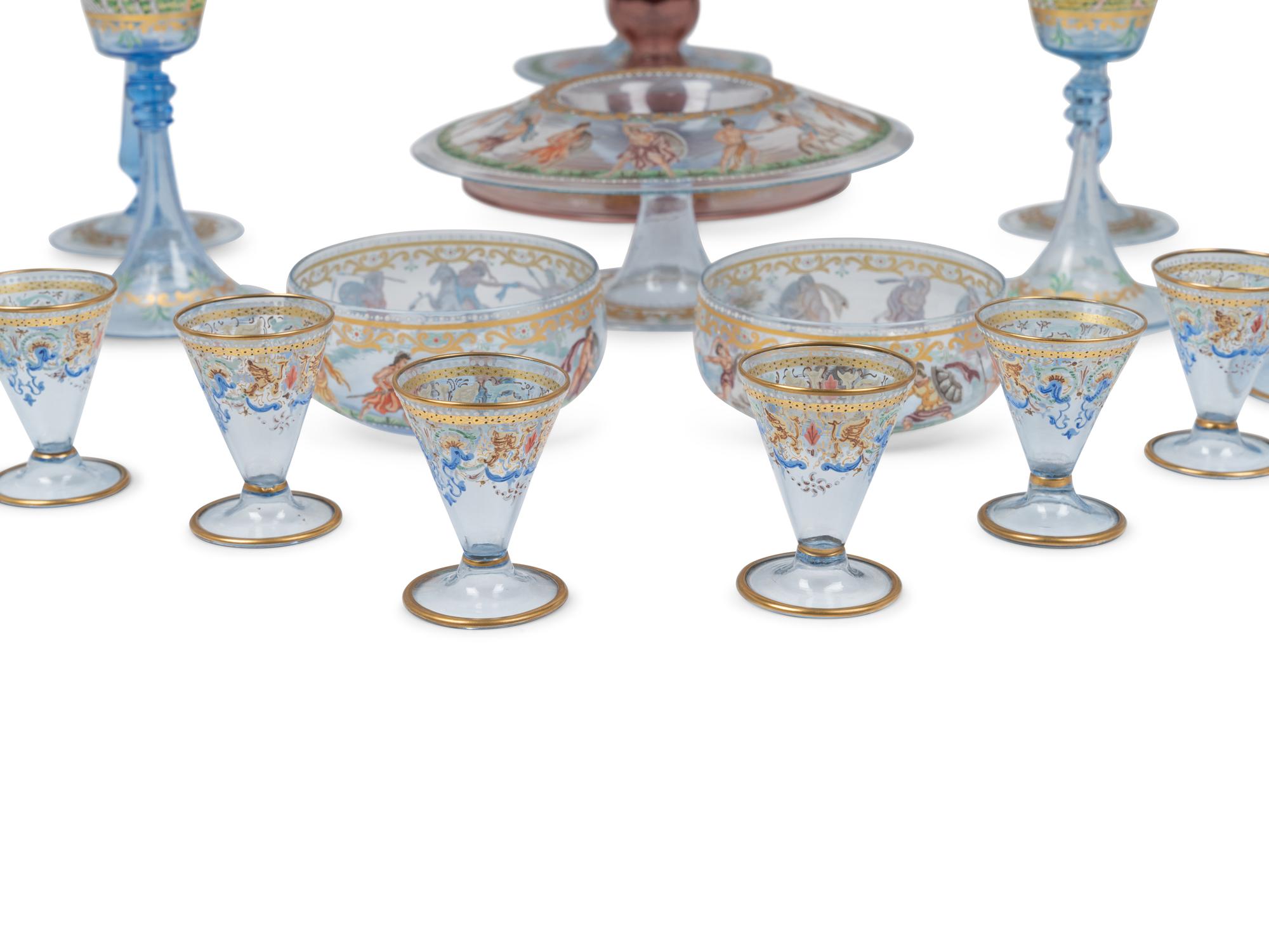 An Extensive Enameled Glass Table Service