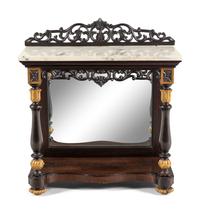 A Continental Parcel-Gilt Mahogany Marble-Top Pier Table