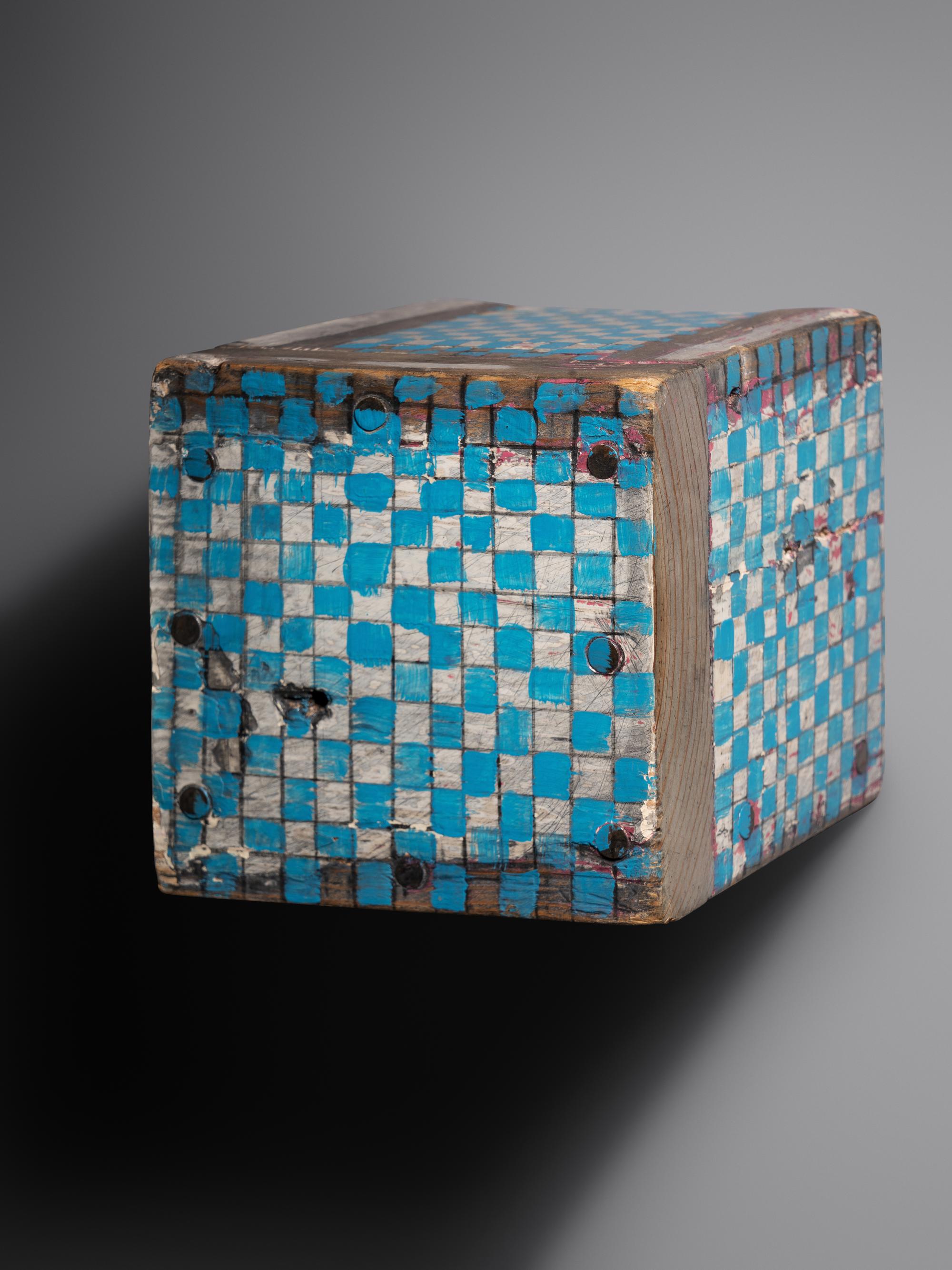 Box with Blue Checkerboard