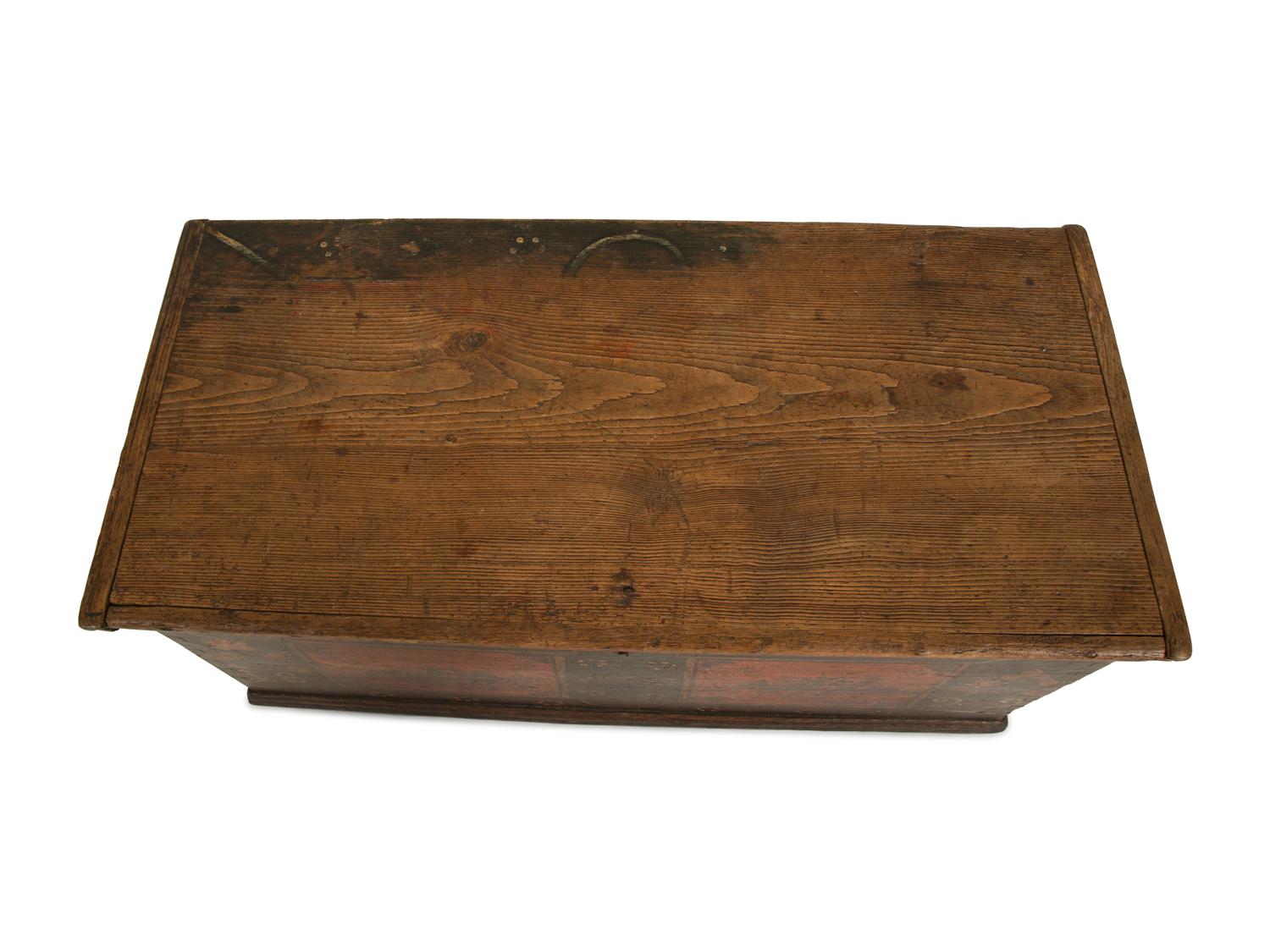 A German Painted Oak Wedding Chest with Floral Decoration