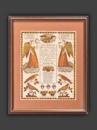 A Partially Printed and Watercolor Decorated Birth and Baptism Fractur Identified to George Frey