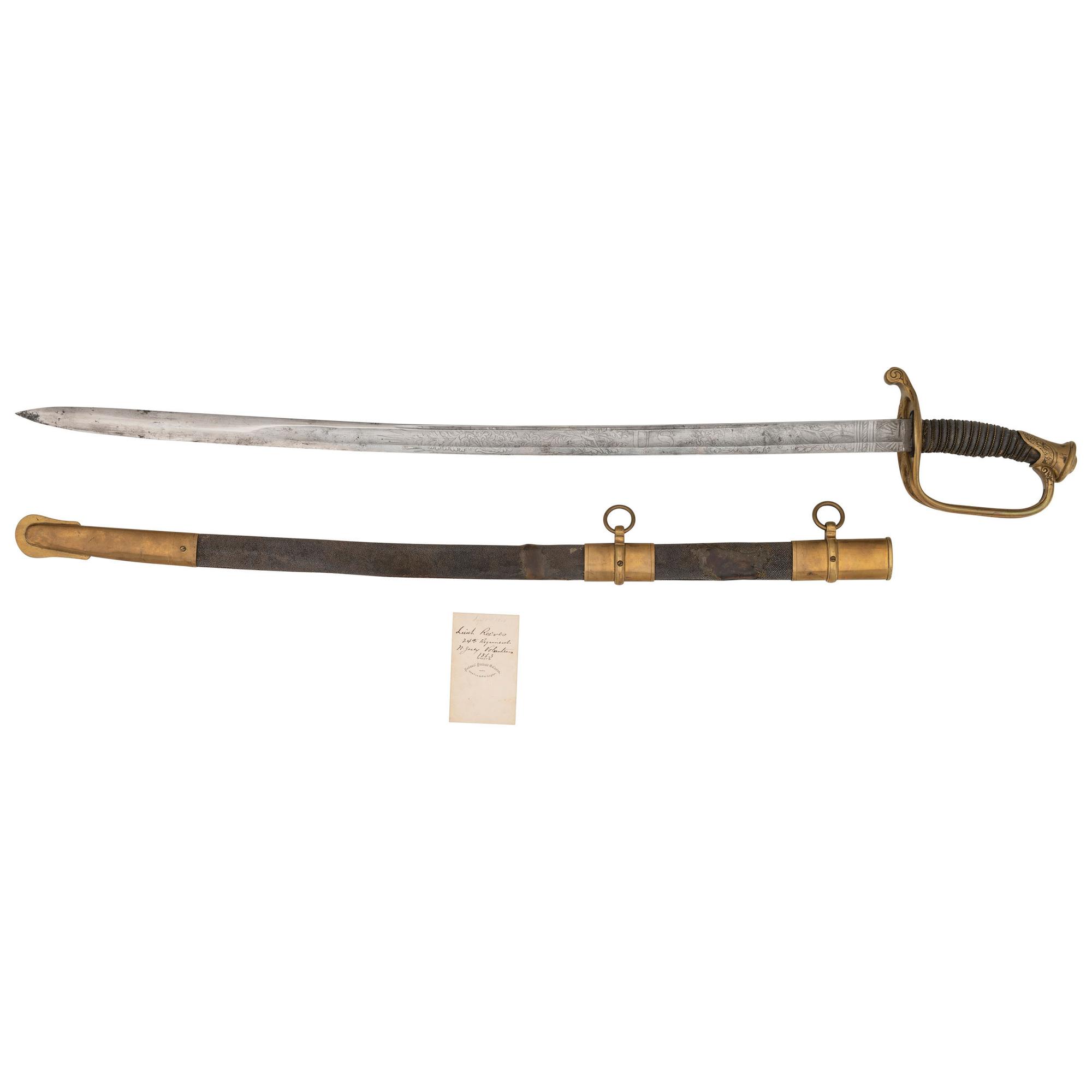 Model 1850 Foot Officers Sword Inscribed to Lt. James Reeves 24th NJ - Wounded at Fredericksburg & Chancellorsville with CDV