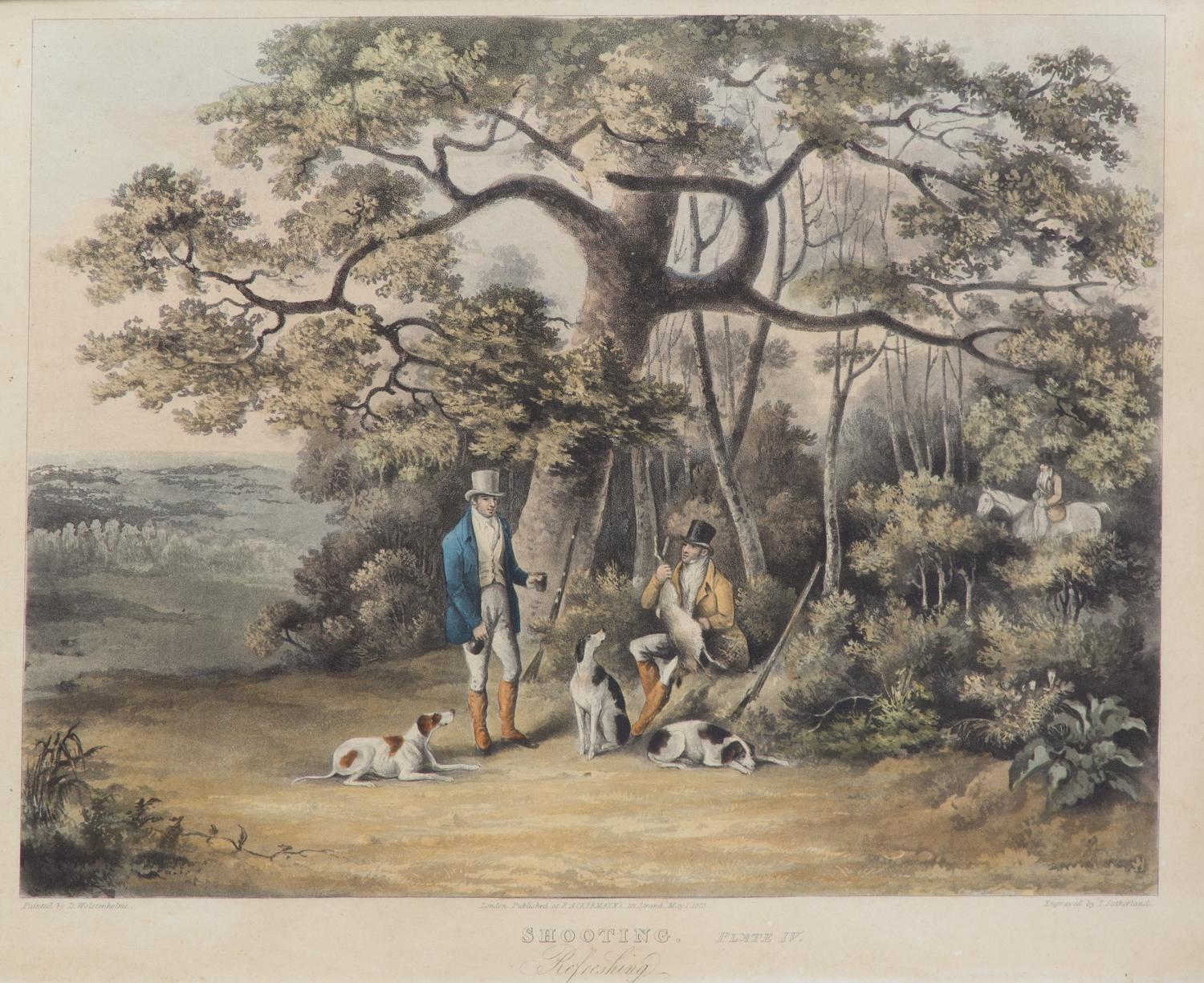 Dean WOLSTENHOLME, after - Thomas SUTHERLAND, engraver Image 10 x 13 inches. Framed 16 1/2 x 19 inches. — Shooting, Plate I-IV