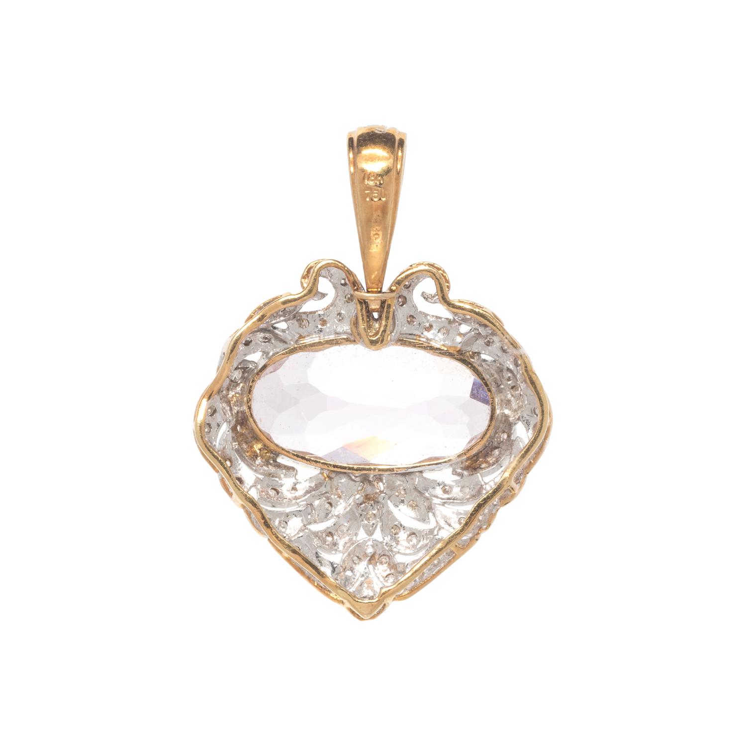 KUNZITE AND DIAMOND PENDANT