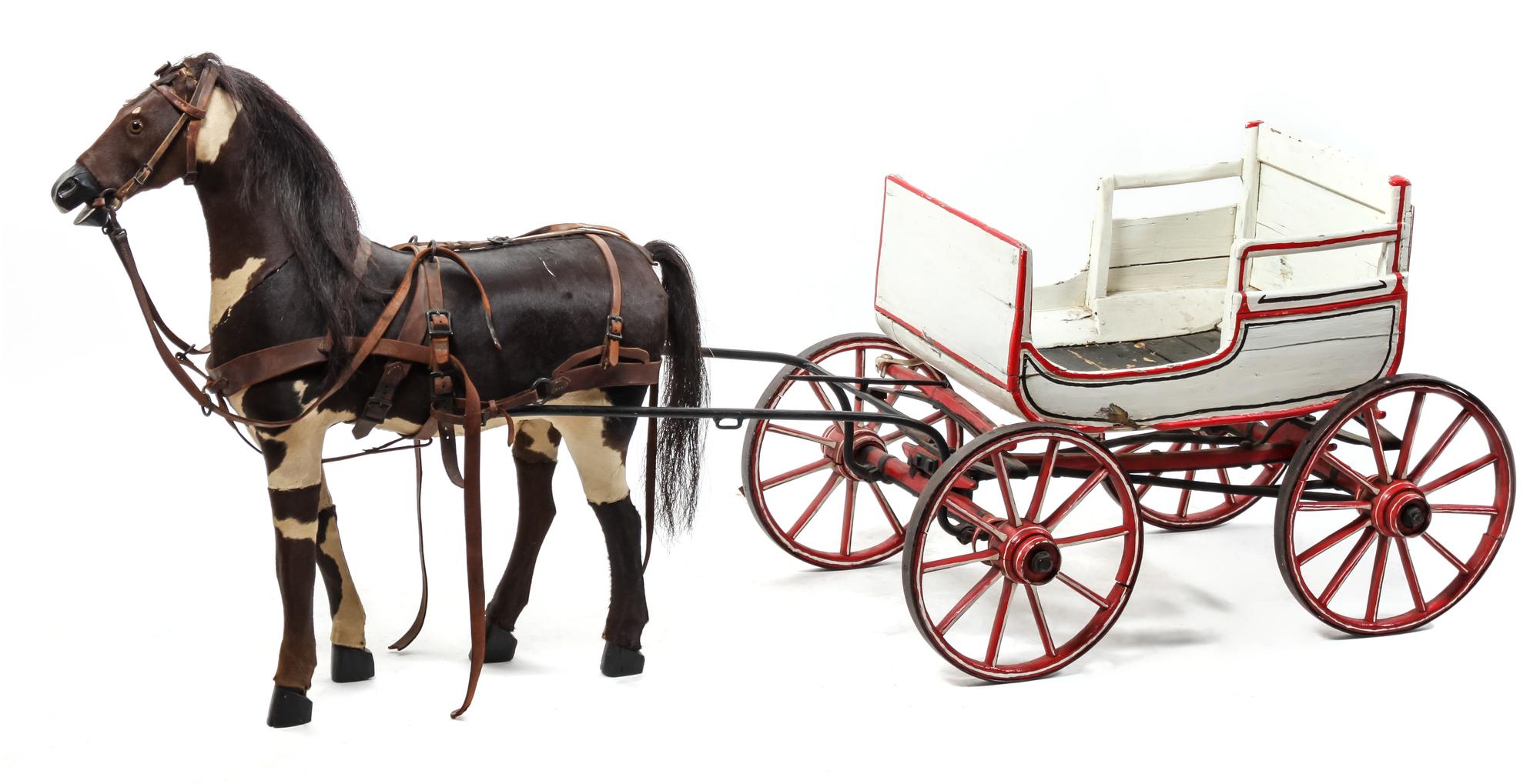 Vintage Doll Horse and Cart Height 31 x length 65 inches