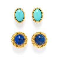 TWO PAIRS OF YELLOW GOLD CLIP EARRINGS