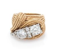 A Yellow Gold, Platinum and Diamond Ring, 8.20 dwts.