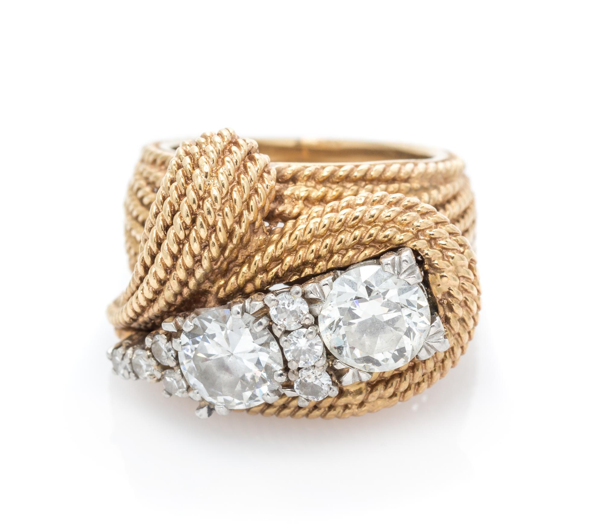 A Yellow Gold, Platinum and Diamond Ring, 8.20 dwts.