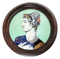 A Pair of French Enameled Plaques Diameter 10 3/8 inches.
