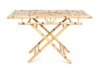 A Contemporary Bamboo Folding Table and Four Folding Chairs