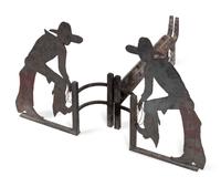 Pair of Cowboy Motif Andirons