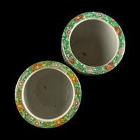 A Pair of Famille Rose Porcelain Jardinières — 粉彩牡丹圖花盆一對
