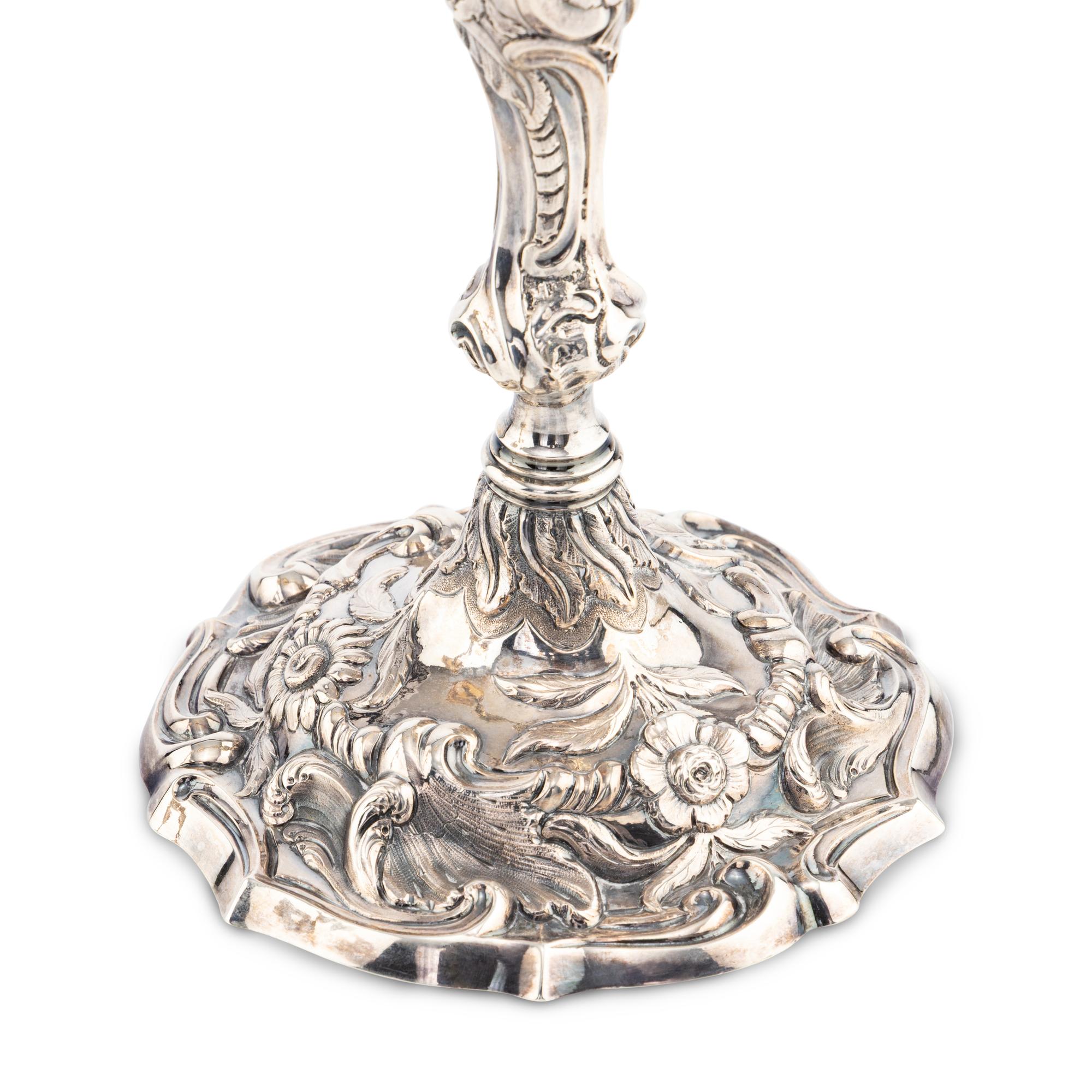 A Pair of George III Silver Two-Light Candelabra