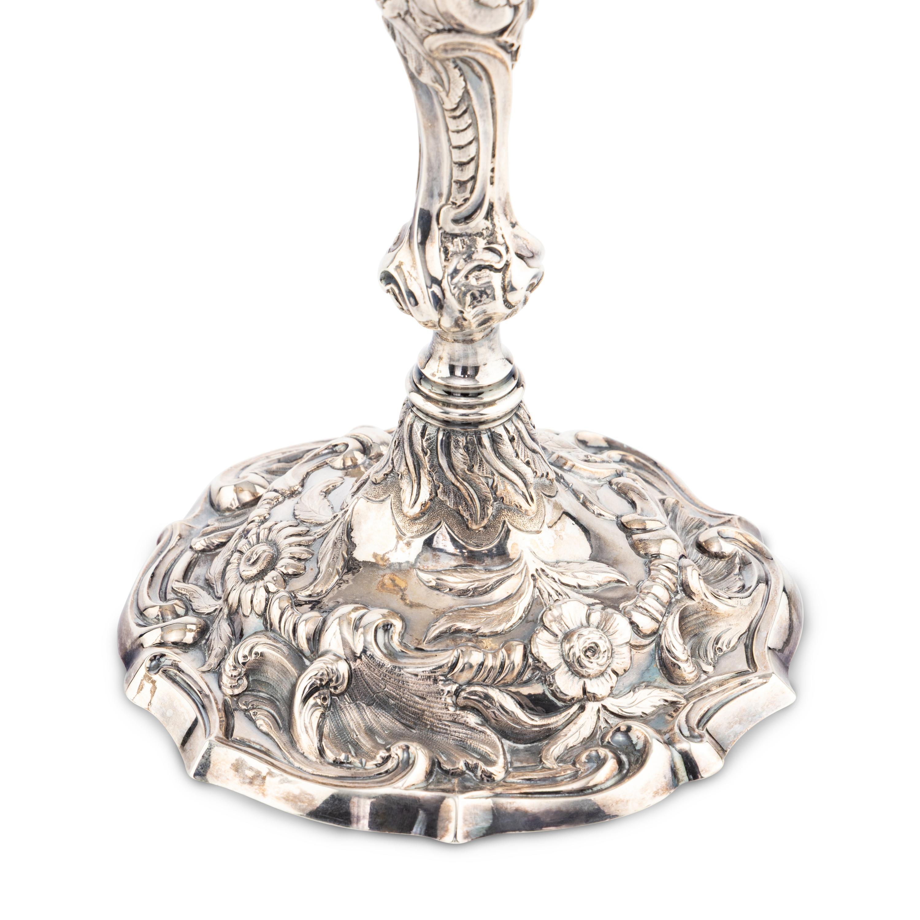A Pair of George III Silver Two-Light Candelabra