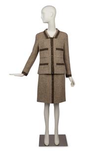 Chanel Brown and Tan Skirt Suit, 1990s