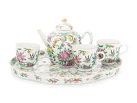 A Five-Piece Famille Rose Porcelain 'Butterfly' Tea Set
