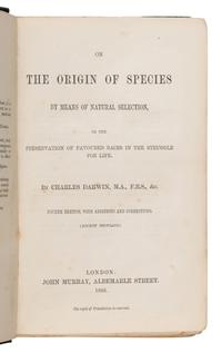 Darwin, Charles (1809-1882). On the Origin of Species by Means of Natural Selection, or the Preservation of Favoured Races in the Struggle for Life . London: John Murray, 1866.