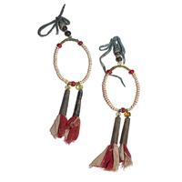 Plains Beaded Earrings, with Remnants of American Flag