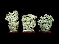 Three Chinese Hardstone Covered Vases