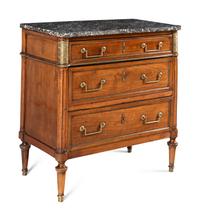A Louis XVI Mahogany Marble-Top Commode