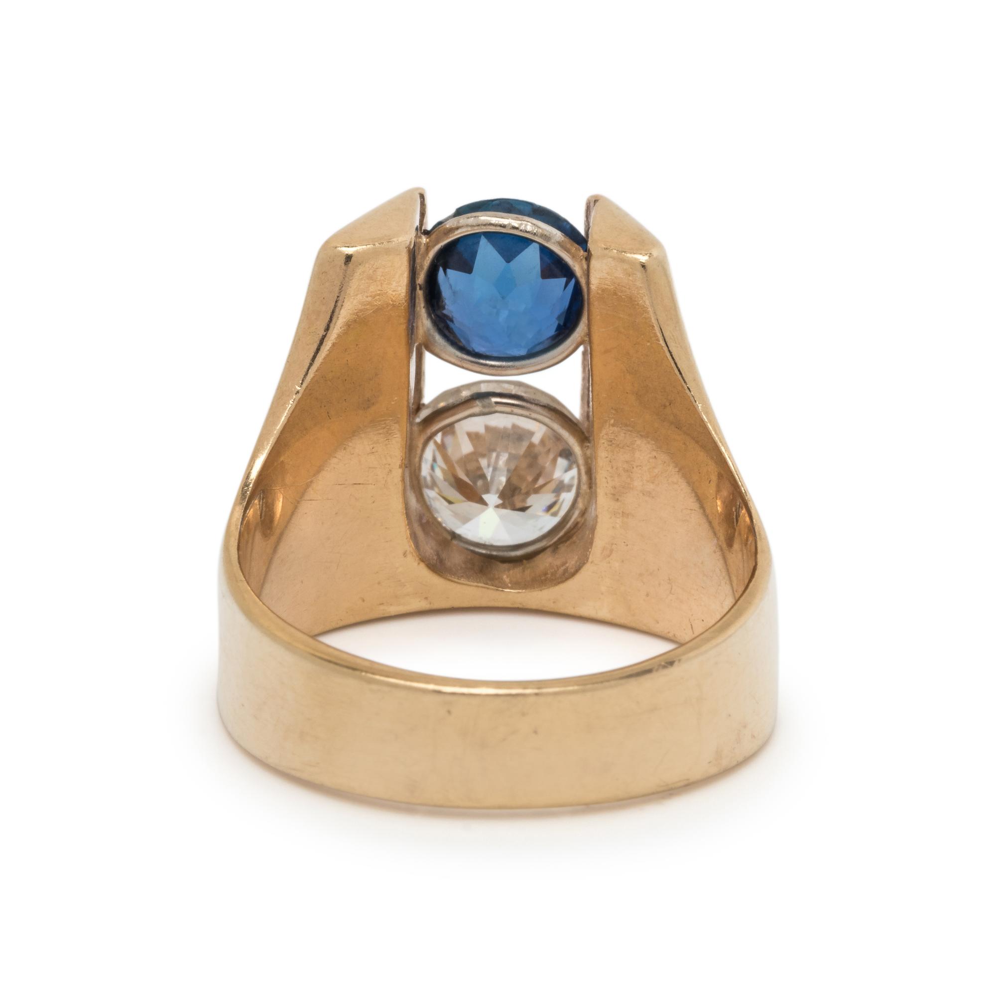 DIAMOND AND SAPPHIRE RING
