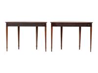 A Pair of Federal Style Fan Inlaid Demilune Tables