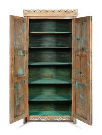 A Painted Rustic Cabinet in Two Pieces