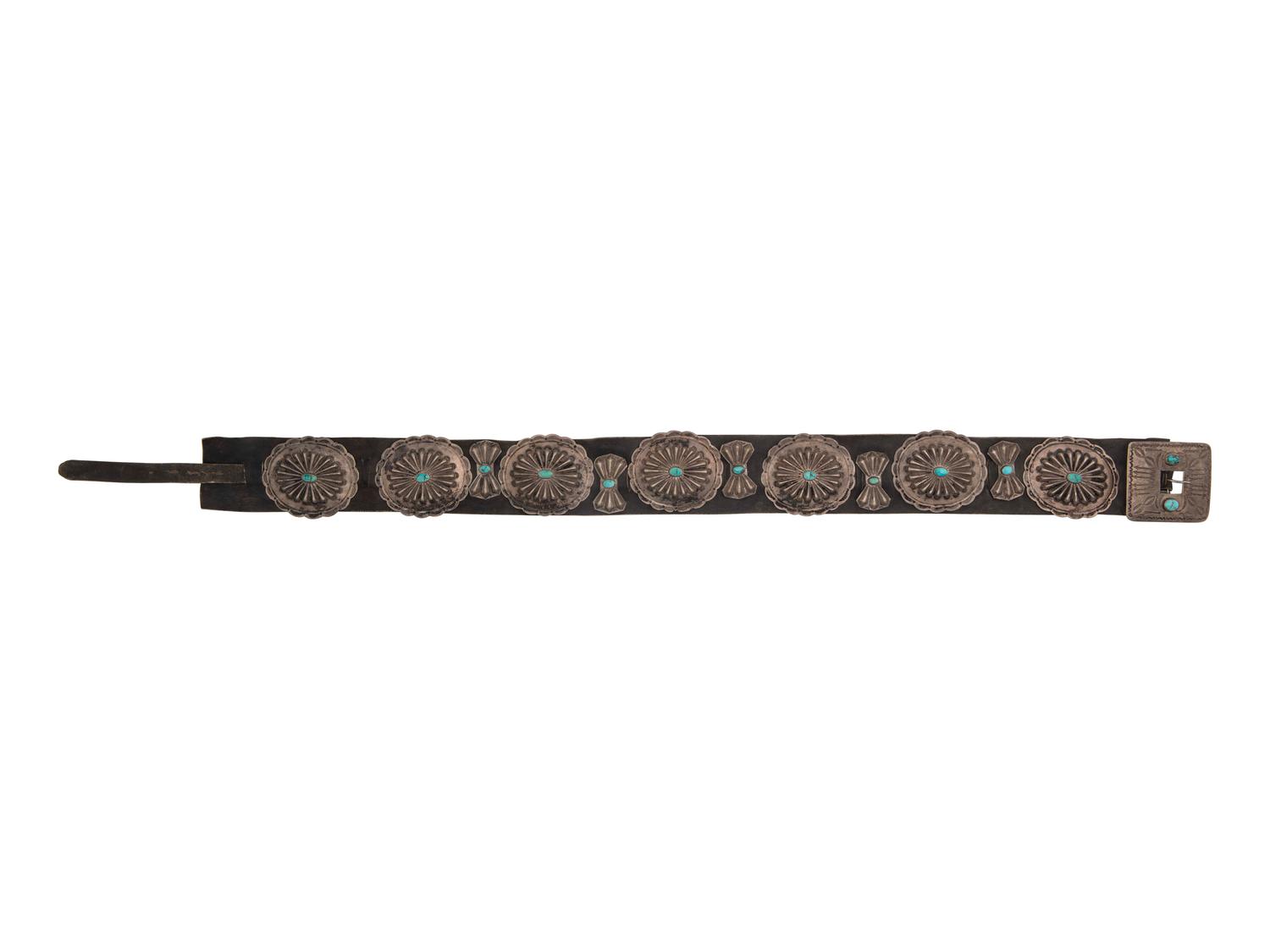 Navajo Silver and Turquoise Concha Belt